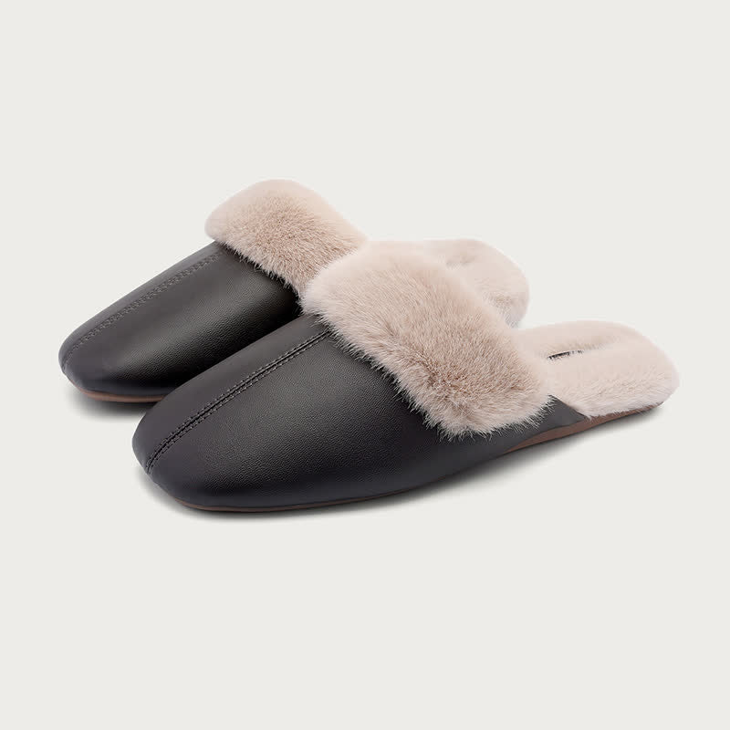 Semplici pantofole da casa in peluche - Nero e grigio - 2XL - image 9