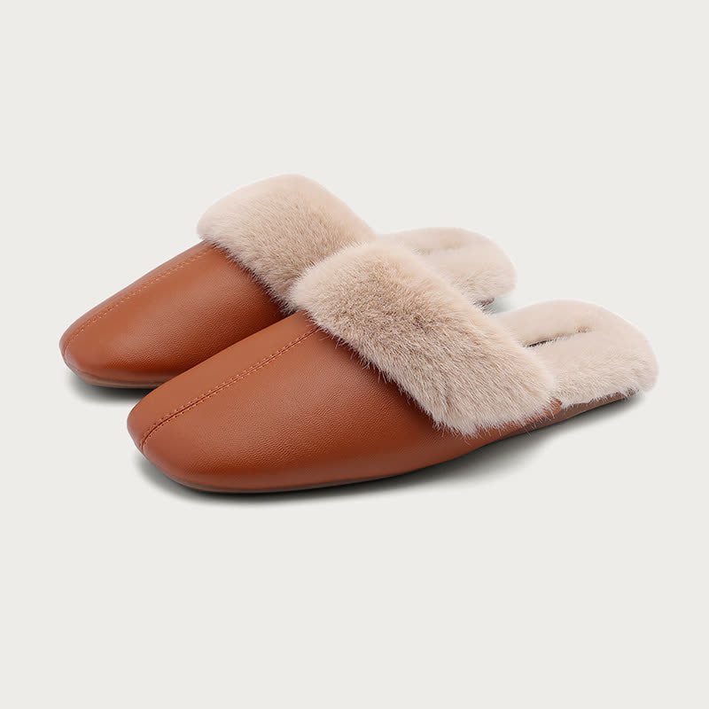 Semplici pantofole da casa in peluche - Caramello - L - image 7