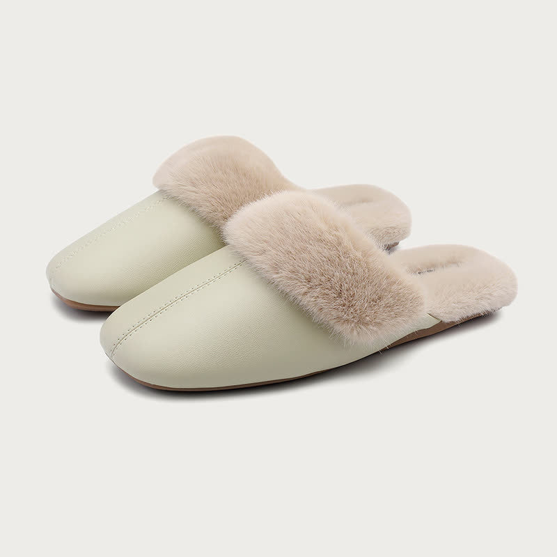 Semplici pantofole da casa in peluche - Verde chiaro - L - image 1
