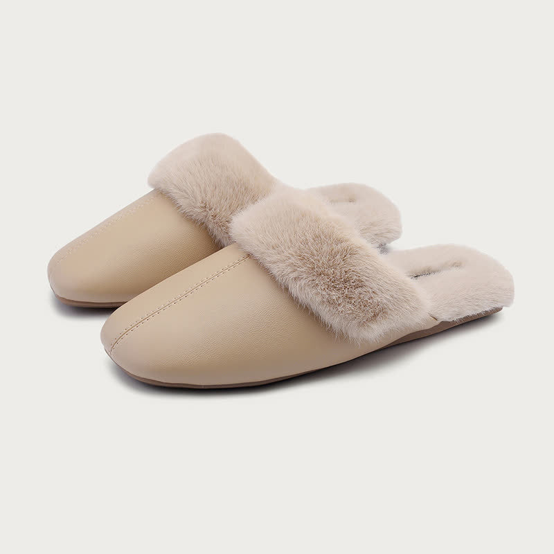 Semplici pantofole da casa in peluche - Albicocca - L - image 4