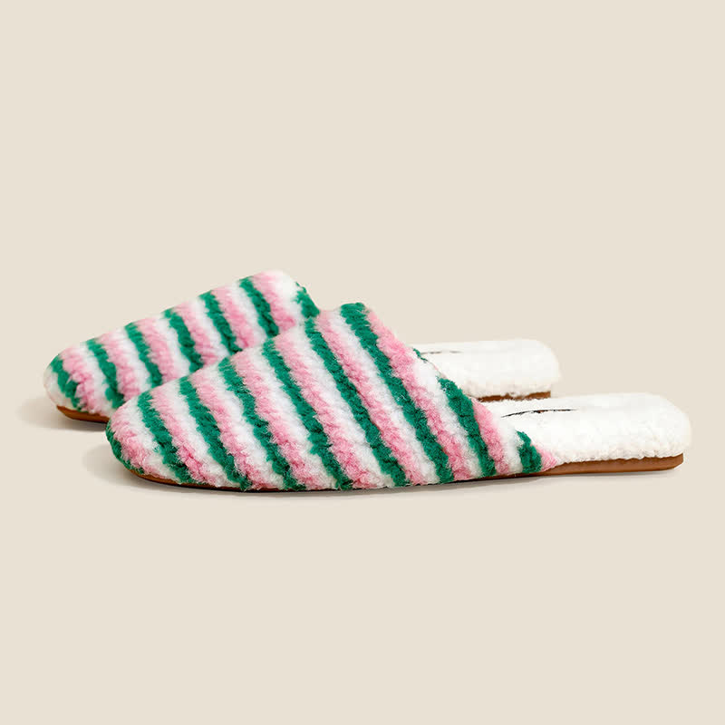 Pantofole calde a righe in peluche - image 8