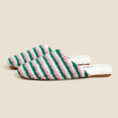 Pantofole calde a righe in peluche - image 8