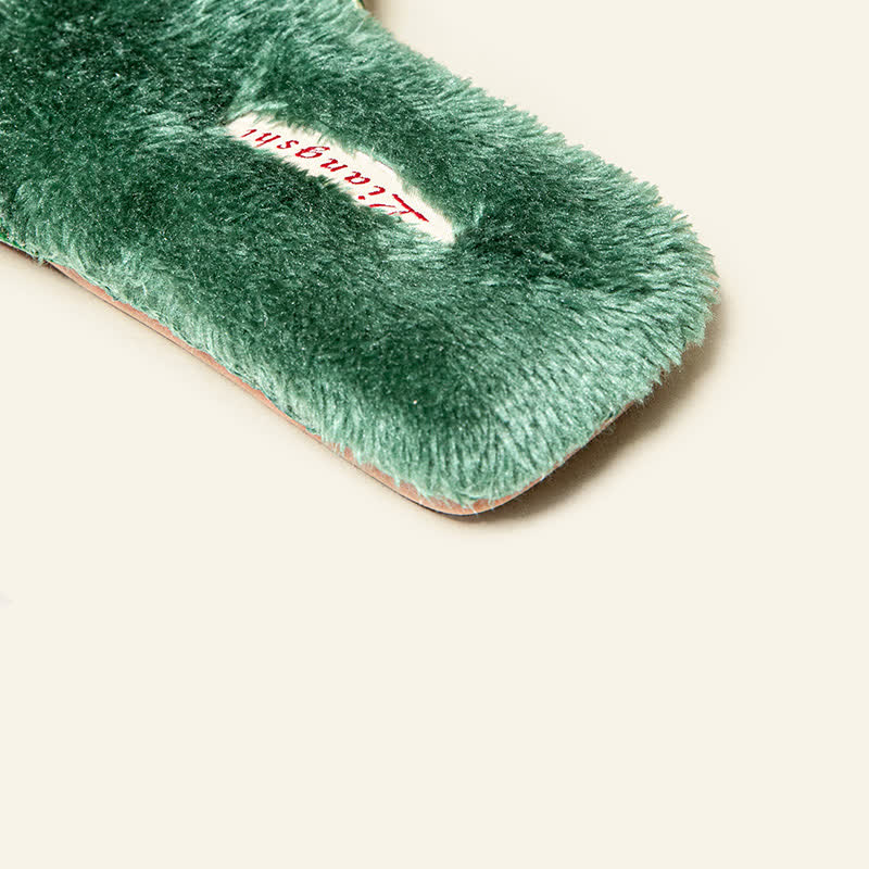 Pantofole da casa in peluche con ricami floreali retrò - image 6