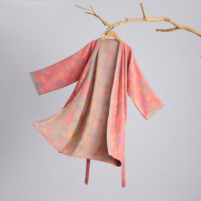 Kimono romantico in garza di cotone color rosa - image 10