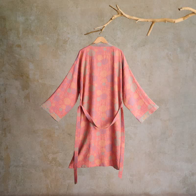 Kimono romantico in garza di cotone color rosa - image 9