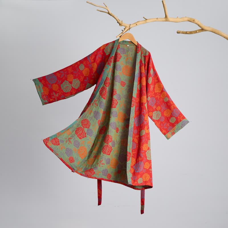 Kimono romantico in garza di cotone color rosa - image 2