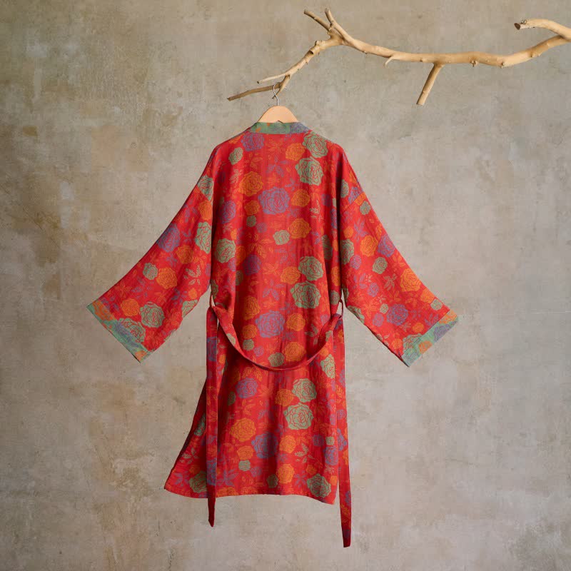 Kimono romantico in garza di cotone color rosa - image 1