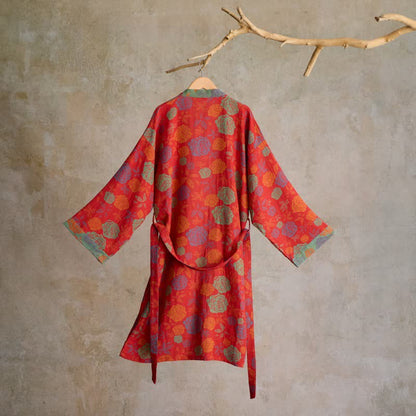 Kimono romantico in garza di cotone color rosa - image 1