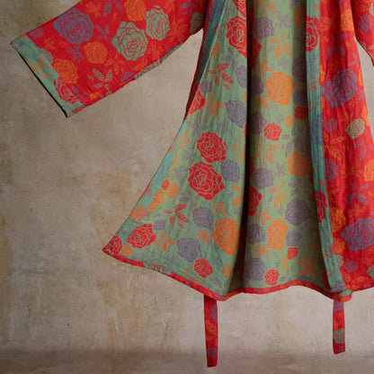 Kimono romantico in garza di cotone color rosa - image 5