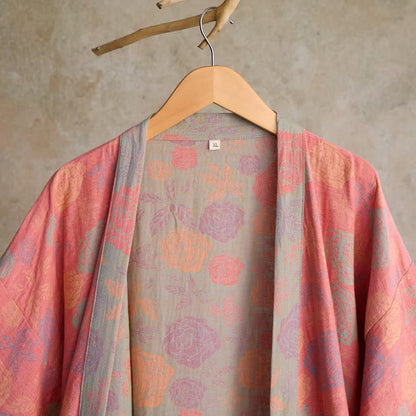 Kimono romantico in garza di cotone color rosa - image 11