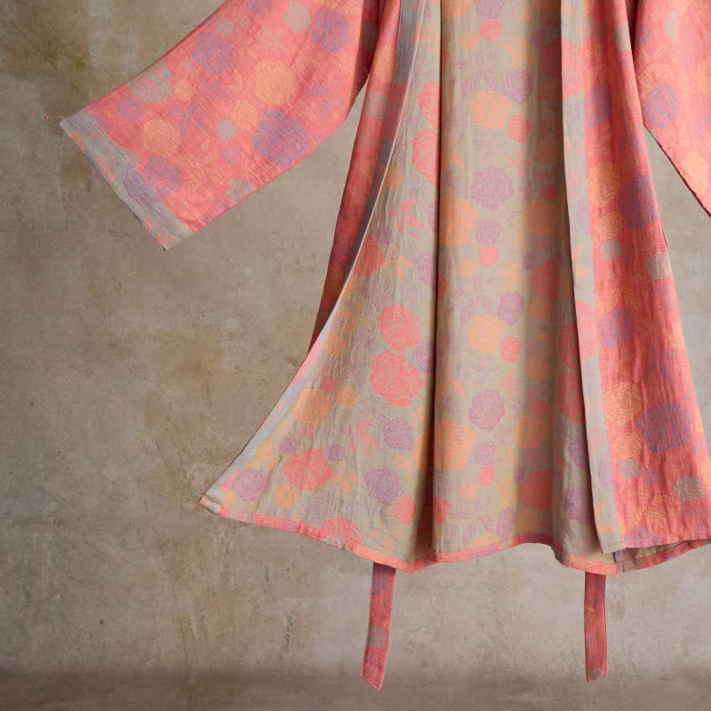Kimono romantico in garza di cotone color rosa - image 12