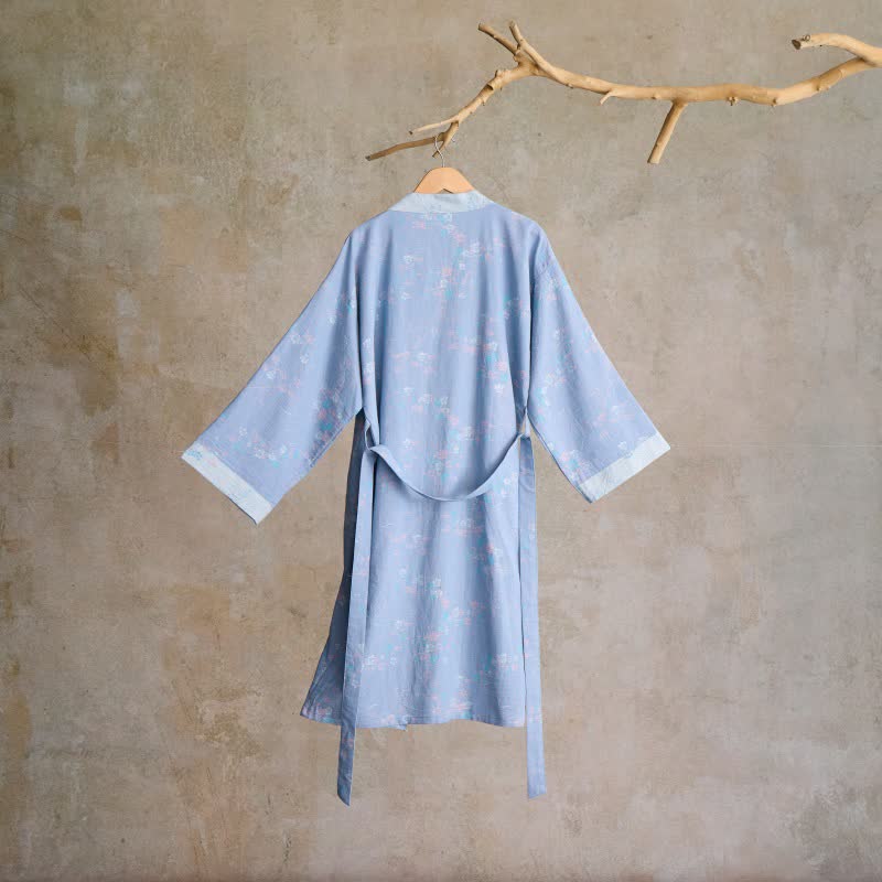 Grazioso kimono in garza di cotone con fiori di prugna - image 1