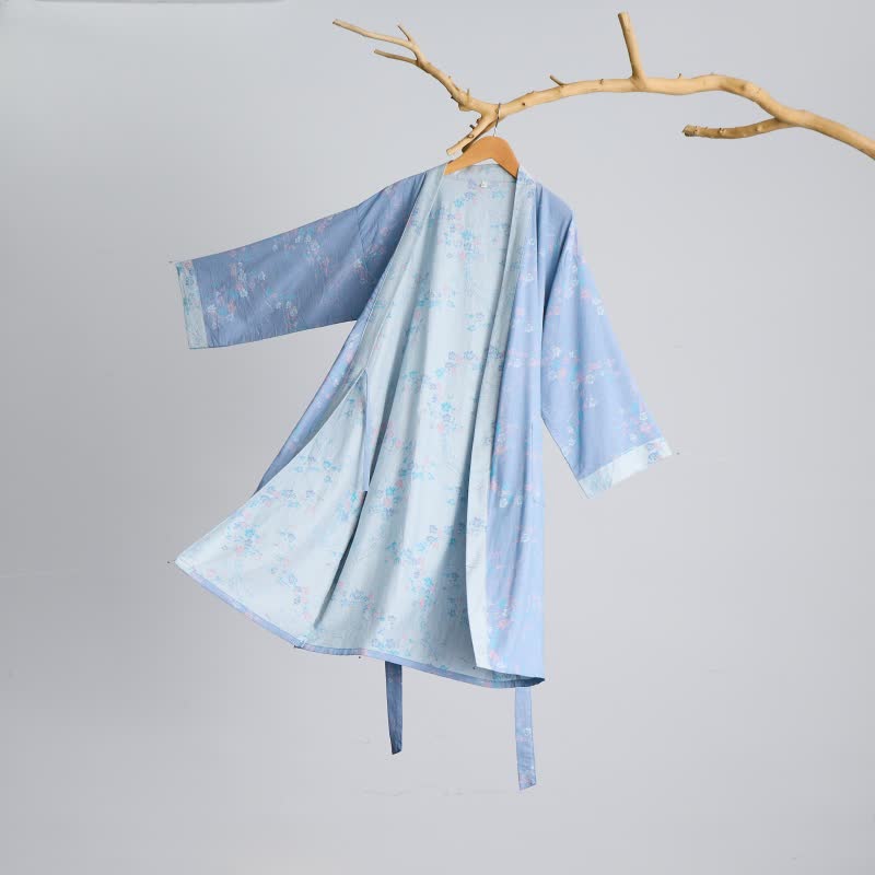 Grazioso kimono in garza di cotone con fiori di prugna - image 2