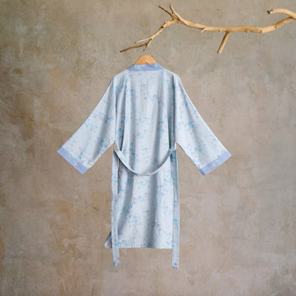 Grazioso kimono in garza di cotone con fiori di prugna - image 7