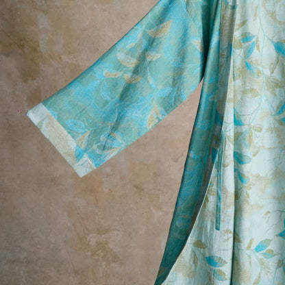 Kimono in garza di cotone con foglie naturali - image 4