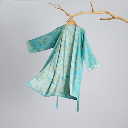 Kimono in garza di cotone con foglie naturali - image 2