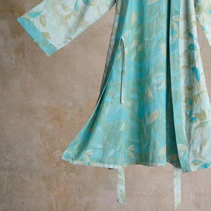 Kimono in garza di cotone con foglie naturali - image 11
