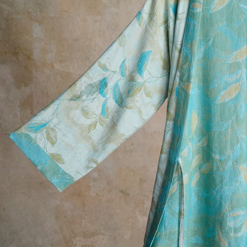 Kimono in garza di cotone con foglie naturali - image 10