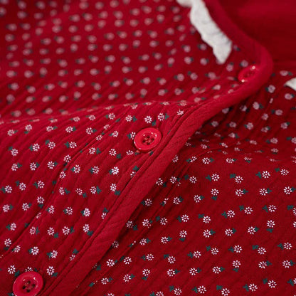 Pigiama in puro cotone con stampa floreale rossa - image 7