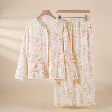 Elegante pigiama in garza di cotone Begonia - Bianco - 2XL - image 0