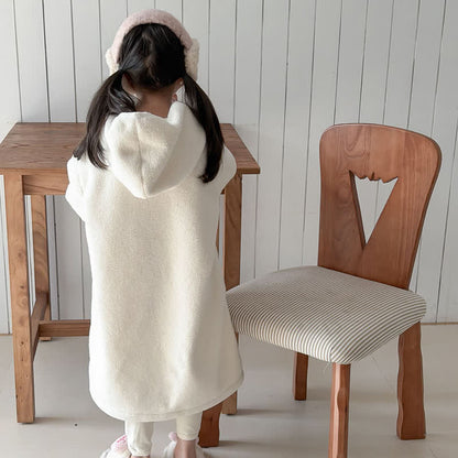 Semplice accappatoio per bambini con cappuccio e cerniera in peluche - image 6