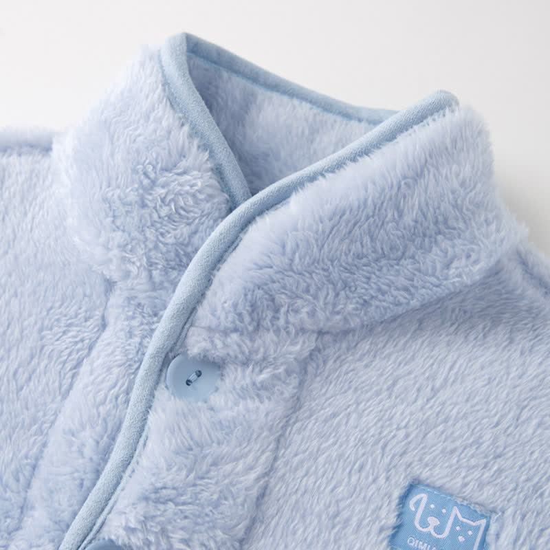 Completo da notte in peluche per bambini con bottoni solidi - image 1