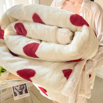 Coperta in pile di peluche con motivo a cuore - 200cm x 230cm - image 0