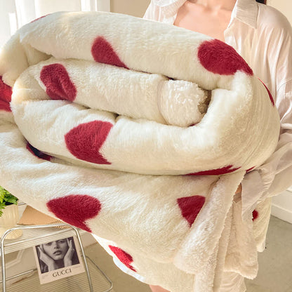 Coperta in pile di peluche con motivo a cuore - 200cm x 230cm - image 0