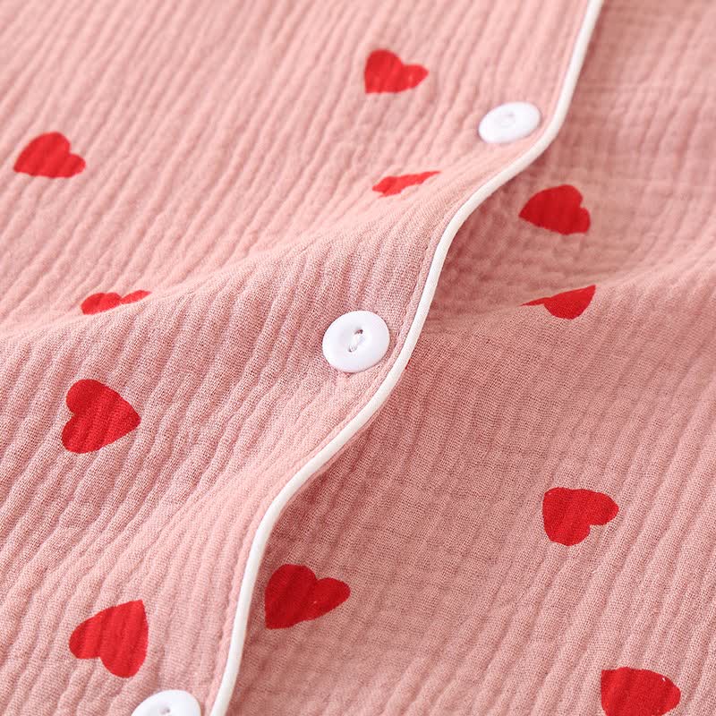 Camicia da notte con bottoni in garza di puro cotone a forma di cuore - image 3