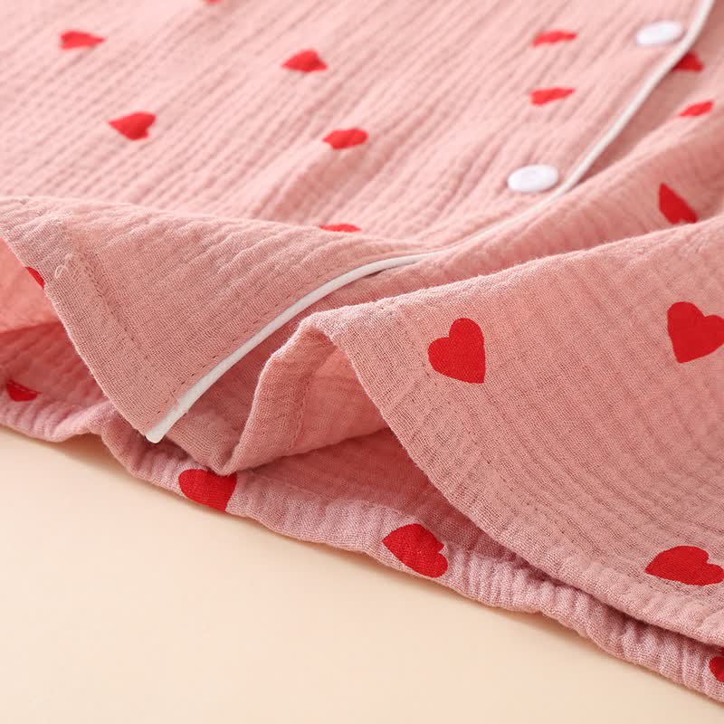 Camicia da notte con bottoni in garza di puro cotone a forma di cuore - image 5