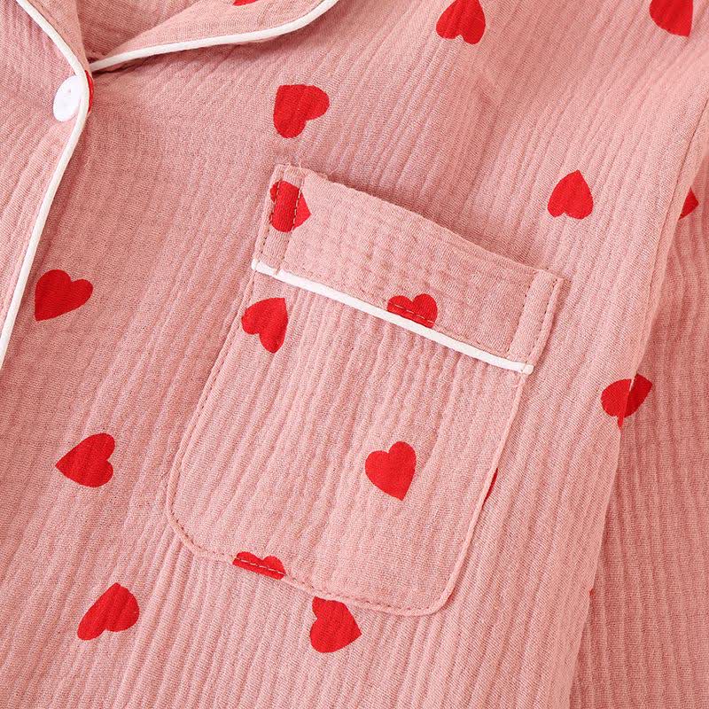 Camicia da notte con bottoni in garza di puro cotone a forma di cuore - image 2