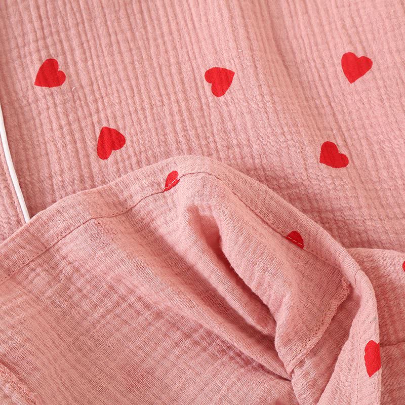 Camicia da notte con bottoni in garza di puro cotone a forma di cuore - image 7