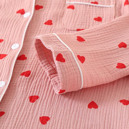 Camicia da notte con bottoni in garza di puro cotone a forma di cuore - image 4