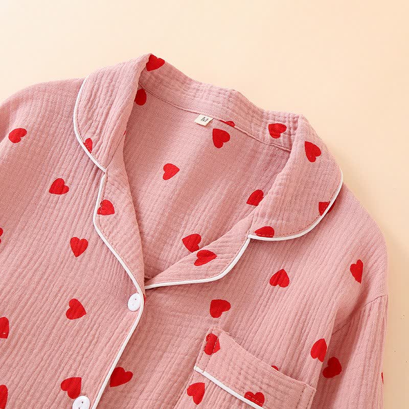 Camicia da notte con bottoni in garza di puro cotone a forma di cuore - image 1