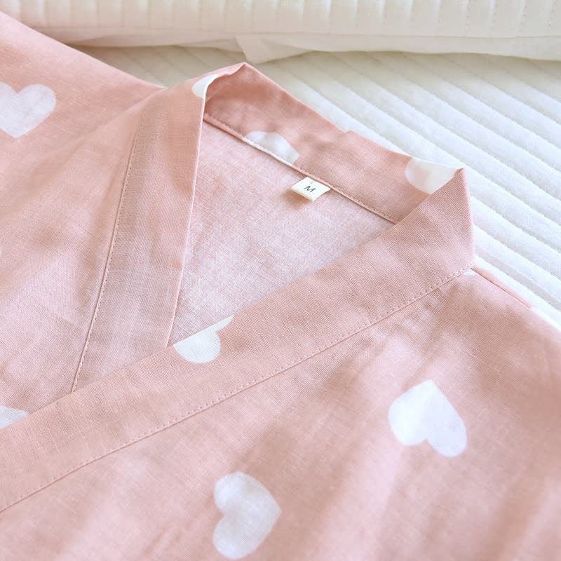 Accappatoio Kimono in Garza di Cotone a Cuore - image 4