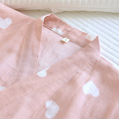 Accappatoio Kimono in Garza di Cotone a Cuore - image 4