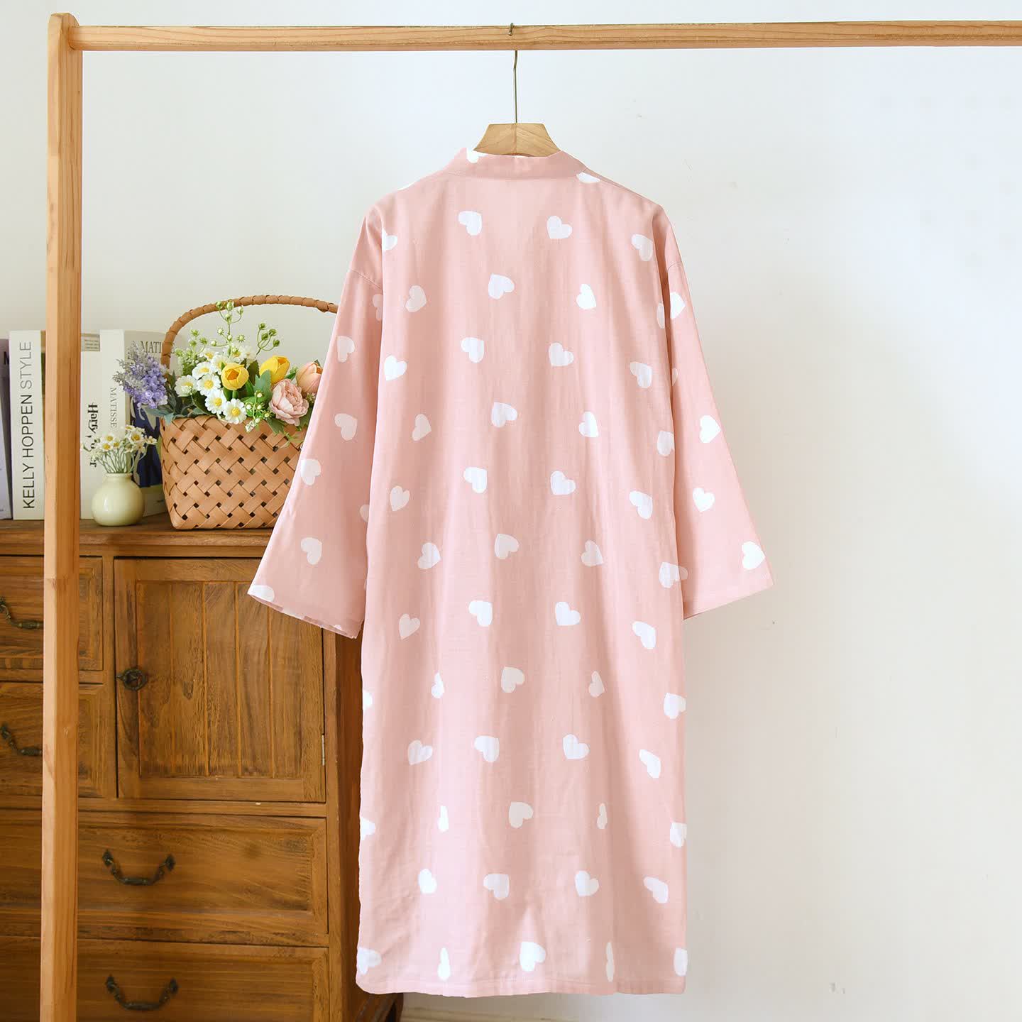 Accappatoio Kimono in Garza di Cotone a Cuore - image 3