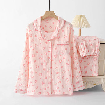 Pigiama in cotone con stampa leopardata a forma di cuore - Rosa - XL - image 0