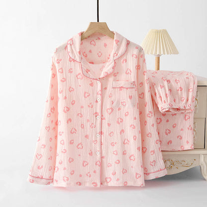 Pigiama in cotone con stampa leopardata a forma di cuore - Rosa - XL - image 0