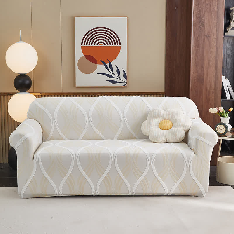 Copridivano antiscivolo elastico jacquard - Beige - Tutto compreso - 4 posti 92" - 118" - image 18
