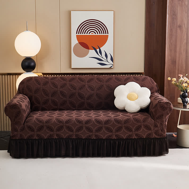 Copridivano in jacquard 3D altamente elasticizzato - Marrone - Con gonna - 4 posti 92" - 118" - image 12