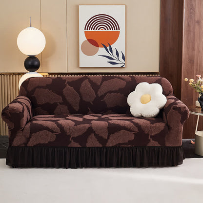 Copridivano elastico Jacquard Leaf Full-Wrap - Marrone - 4 posti 92" - 118" - image 12
