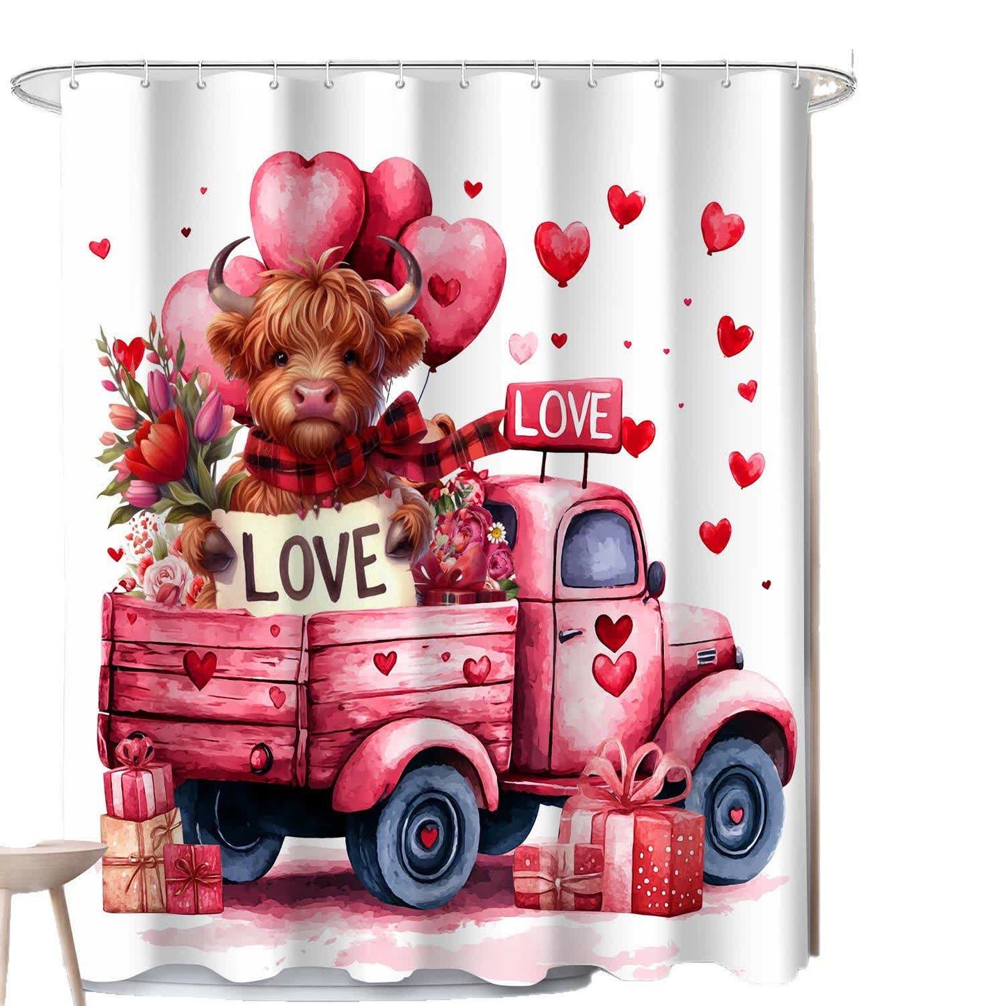 Tenda da doccia con stampa a cuore e mucca - image 1