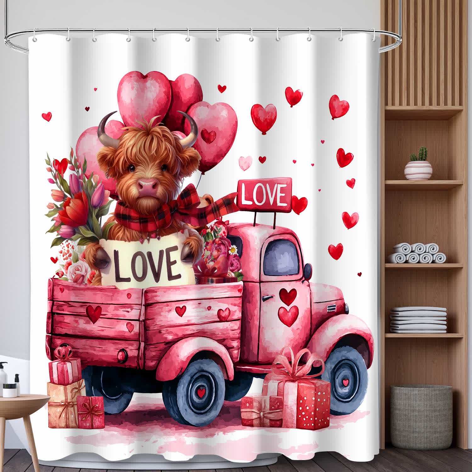 Tenda da doccia con stampa a cuore e mucca - UN - 180cm x 200cm - image 0