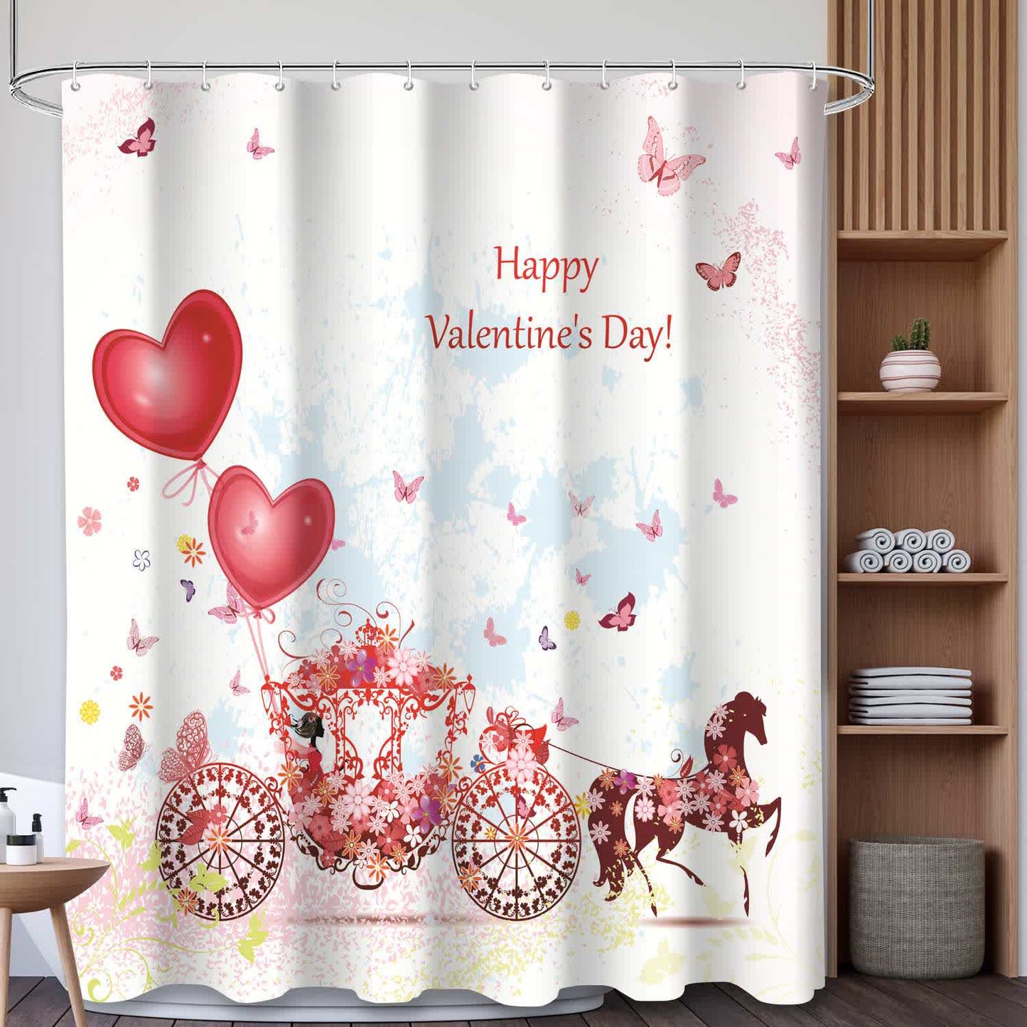 Tenda da doccia con stampa a cuore e mucca - C - 180cm x 200cm - image 3
