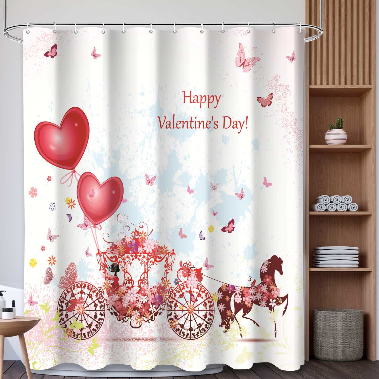 Tenda da doccia con stampa a cuore e mucca - C - 180cm x 200cm - image 3
