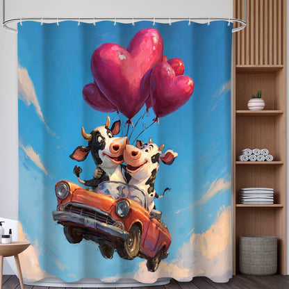Tenda da doccia con stampa a cuore e mucca - D - 180cm x 200cm - image 4