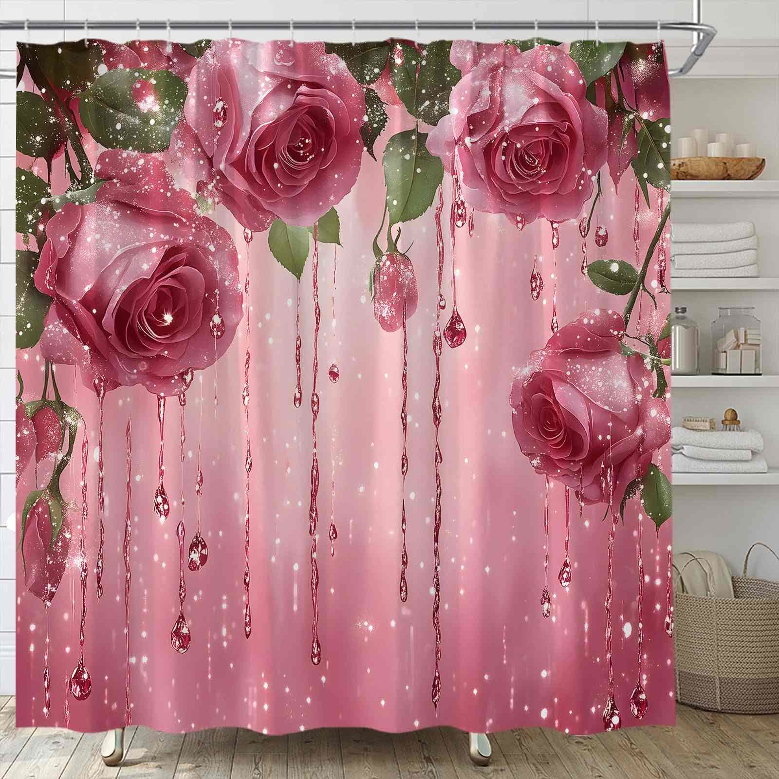 Tenda da doccia con stampa romantica di rose - UN - 300cm x 180cm - image 0