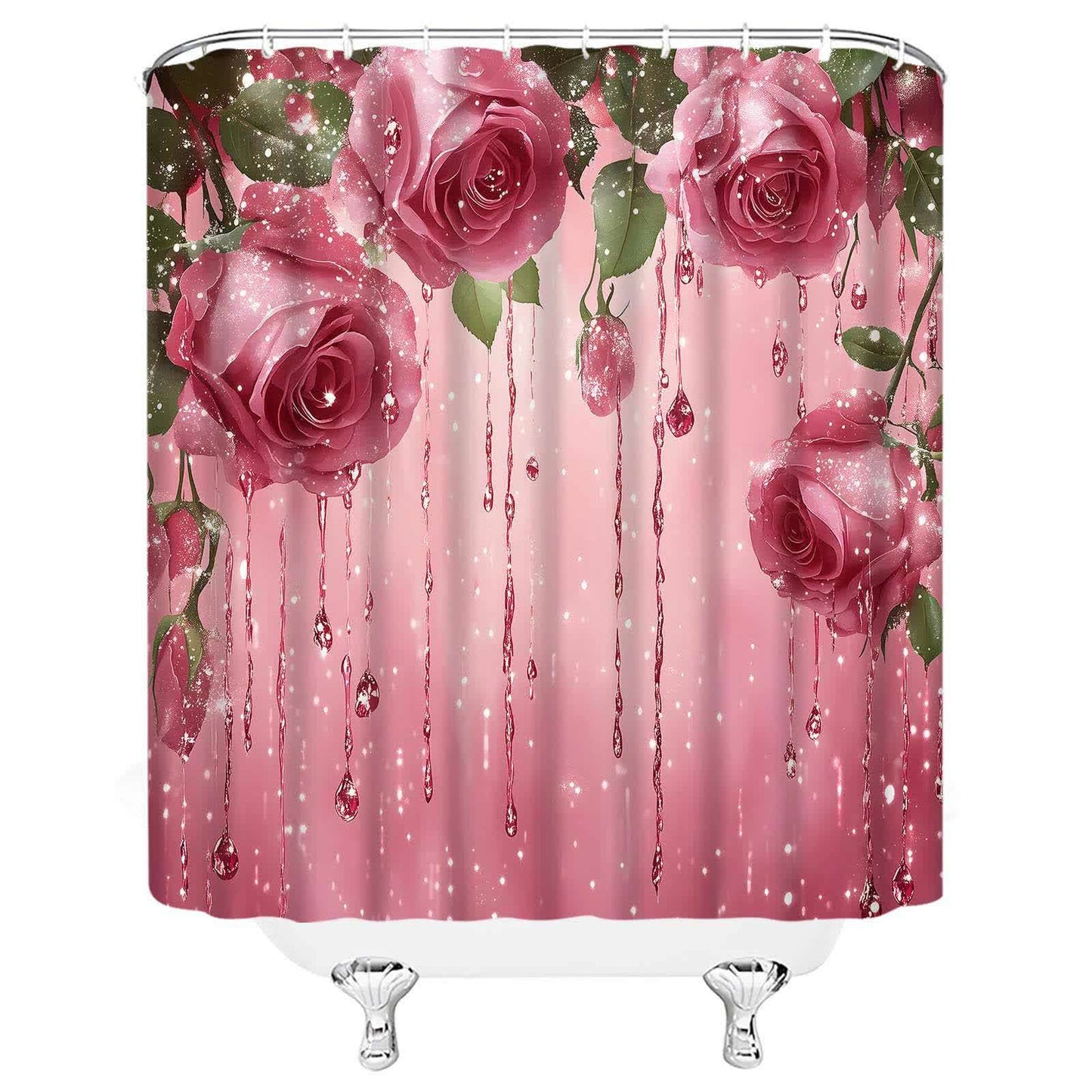 Tenda da doccia con stampa romantica di rose - image 2