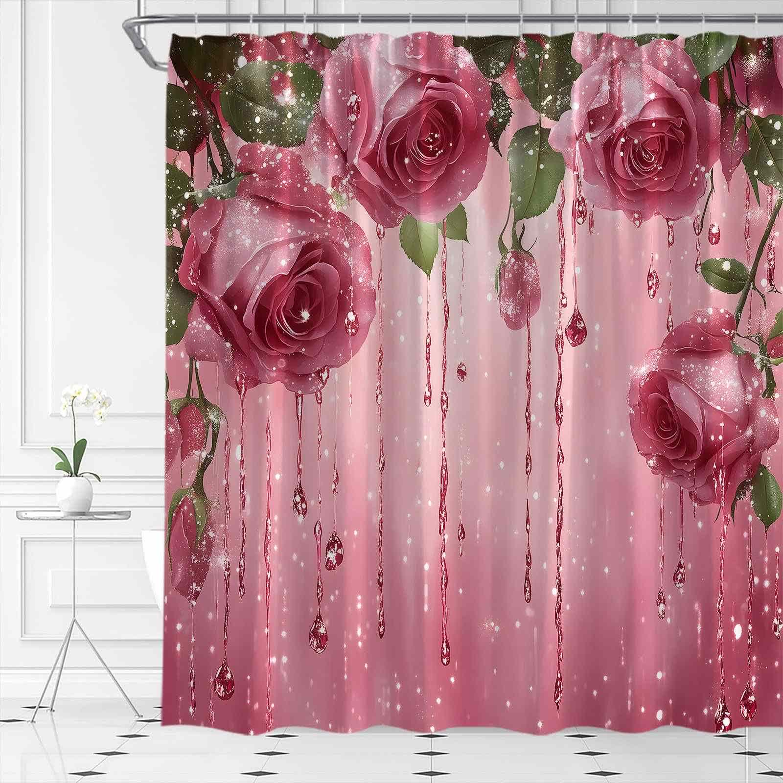 Tenda da doccia con stampa romantica di rose - image 1